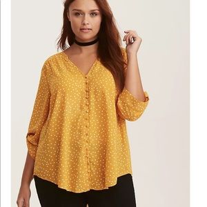Harper Yellow Dot Print Button Front Blouse